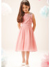 Beaded Pleated Chiffon Boho Beach Flower Girl Dress